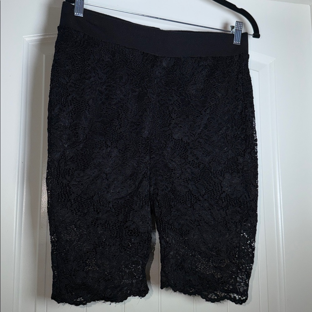 Black Lace Stretch Biker Shorts